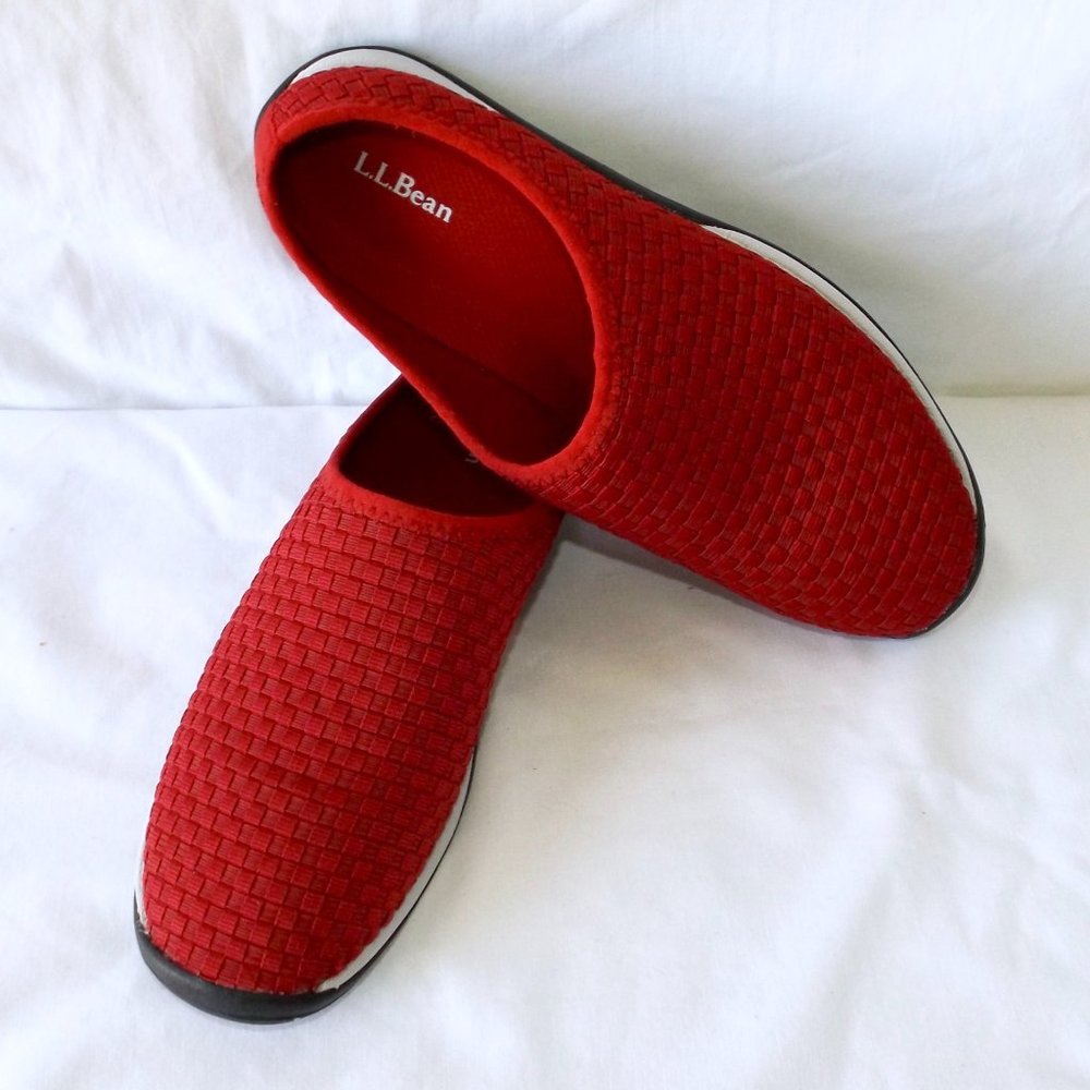 L.L. Bean Slip Ons, Bean Sport Woven, Red, Mint Condition!